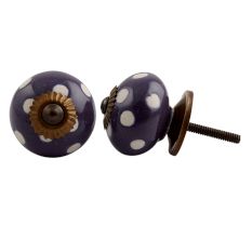Purple Polka Dot Ceramic Drawer Knob